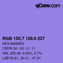カラーコード: RGB 150.7 128.6 227 | qconv.com