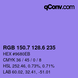 カラーコード: RGB 150.7 128.6 235 | qconv.com