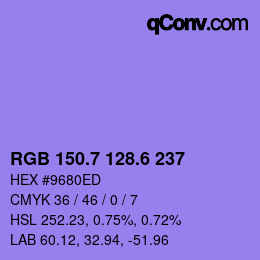 カラーコード: RGB 150.7 128.6 237 | qconv.com