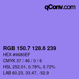 カラーコード: RGB 150.7 128.6 239 | qconv.com