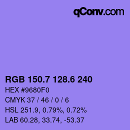 カラーコード: RGB 150.7 128.6 240 | qconv.com