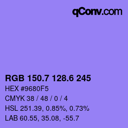 カラーコード: RGB 150.7 128.6 245 | qconv.com
