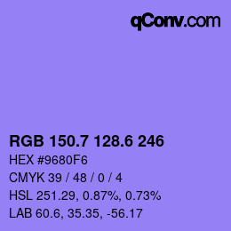 カラーコード: RGB 150.7 128.6 246 | qconv.com
