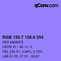 カラーコード: RGB 150.7 128.6 254 | qconv.com
