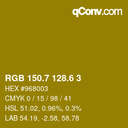 カラーコード: RGB 150.7 128.6 3 | qconv.com