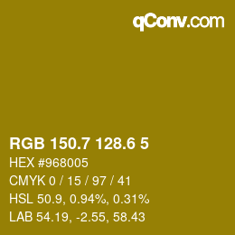 カラーコード: RGB 150.7 128.6 5 | qconv.com