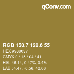 カラーコード: RGB 150.7 128.6 55 | qconv.com