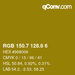 カラーコード: RGB 150.7 128.6 6 | qconv.com