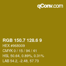 カラーコード: RGB 150.7 128.6 9 | qconv.com