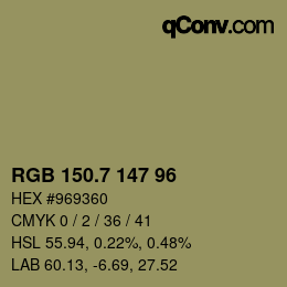 カラーコード: RGB 150.7 147 96 | qconv.com