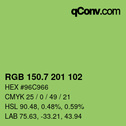 カラーコード: RGB 150.7 201 102 | qconv.com