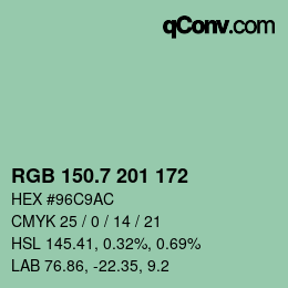 カラーコード: RGB 150.7 201 172 | qconv.com