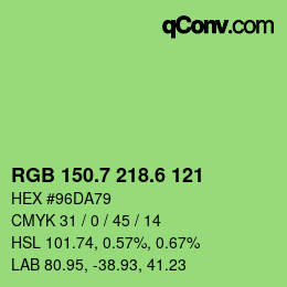 カラーコード: RGB 150.7 218.6 121 | qconv.com