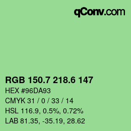 カラーコード: RGB 150.7 218.6 147 | qconv.com