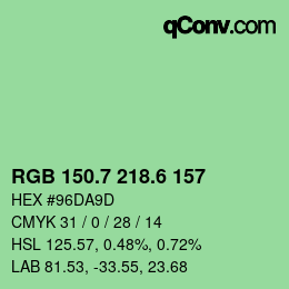 カラーコード: RGB 150.7 218.6 157 | qconv.com