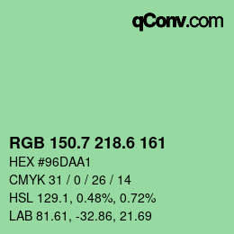 カラーコード: RGB 150.7 218.6 161 | qconv.com
