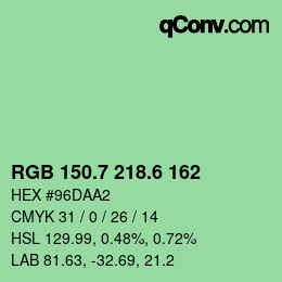 カラーコード: RGB 150.7 218.6 162 | qconv.com