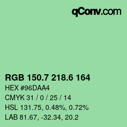 カラーコード: RGB 150.7 218.6 164 | qconv.com