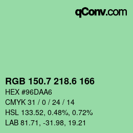カラーコード: RGB 150.7 218.6 166 | qconv.com