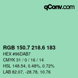 カラーコード: RGB 150.7 218.6 183 | qconv.com