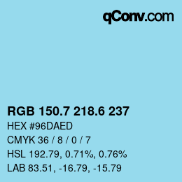 カラーコード: RGB 150.7 218.6 237 | qconv.com