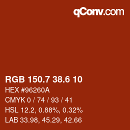 カラーコード: RGB 150.7 38.6 10 | qconv.com
