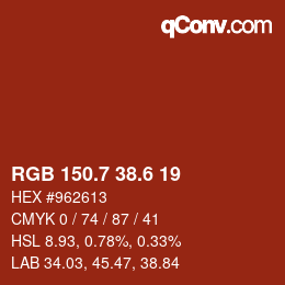 カラーコード: RGB 150.7 38.6 19 | qconv.com