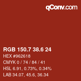 カラーコード: RGB 150.7 38.6 24 | qconv.com