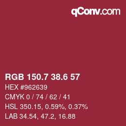 カラーコード: RGB 150.7 38.6 57 | qconv.com