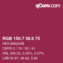 カラーコード: RGB 150.7 38.6 75 | qconv.com