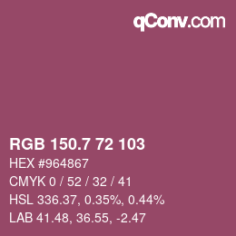 カラーコード: RGB 150.7 72 103 | qconv.com