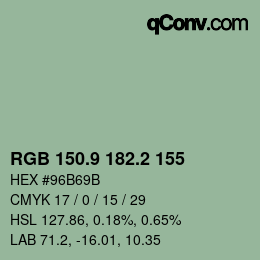 Color code: RGB 150.9 182.2 155 | qconv.com