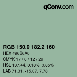 Color code: RGB 150.9 182.2 160 | qconv.com