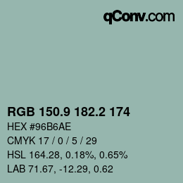 Color code: RGB 150.9 182.2 174 | qconv.com