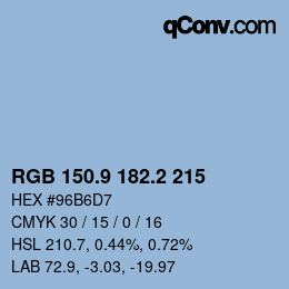 カラーコード: RGB 150.9 182.2 215 | qconv.com