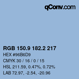 Color code: RGB 150.9 182.2 217 | qconv.com
