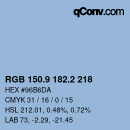 カラーコード: RGB 150.9 182.2 218 | qconv.com