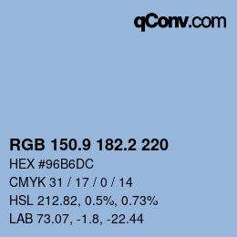 Color code: RGB 150.9 182.2 220 | qconv.com