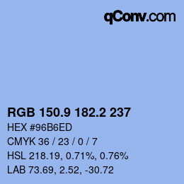 Color code: RGB 150.9 182.2 237 | qconv.com