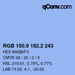 Color code: RGB 150.9 182.2 243 | qconv.com