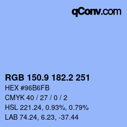 カラーコード: RGB 150.9 182.2 251 | qconv.com