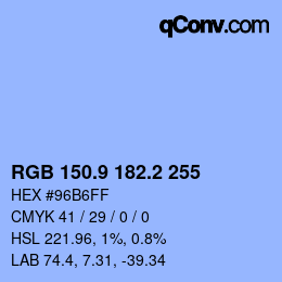 Color code: RGB 150.9 182.2 255 | qconv.com