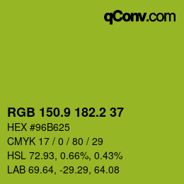カラーコード: RGB 150.9 182.2 37 | qconv.com
