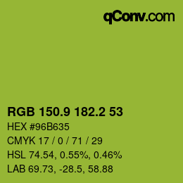 カラーコード: RGB 150.9 182.2 53 | qconv.com