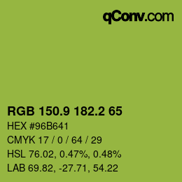 カラーコード: RGB 150.9 182.2 65 | qconv.com