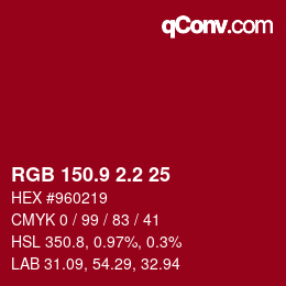 カラーコード: RGB 150.9 2.2 25 | qconv.com