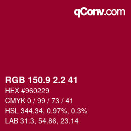 カラーコード: RGB 150.9 2.2 41 | qconv.com