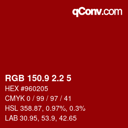 カラーコード: RGB 150.9 2.2 5 | qconv.com