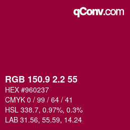 カラーコード: RGB 150.9 2.2 55 | qconv.com