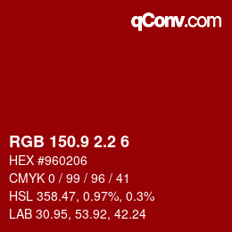 カラーコード: RGB 150.9 2.2 6 | qconv.com